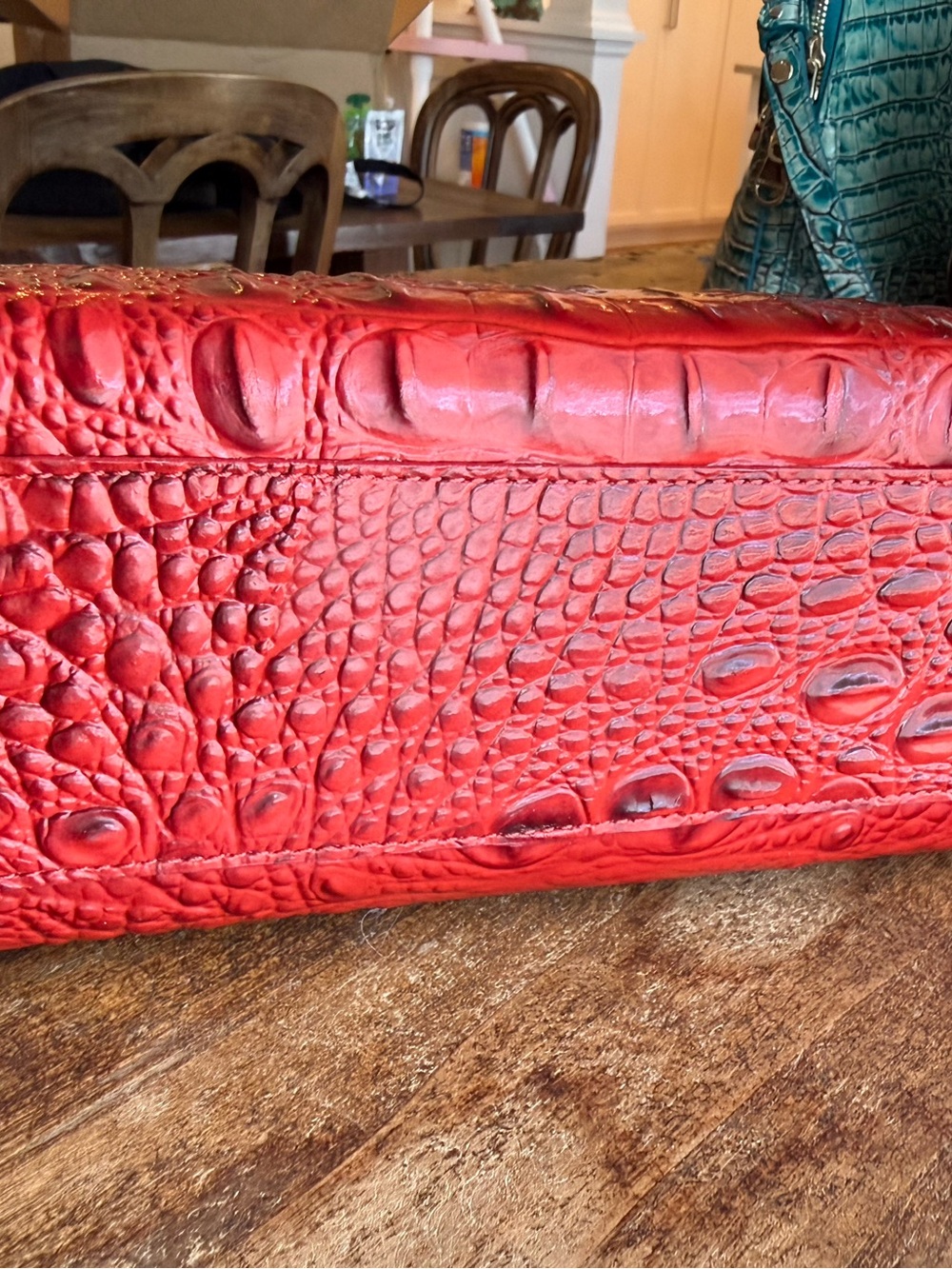 Brahmin Red Croc Leather Crossbody - Picture 6 of 10